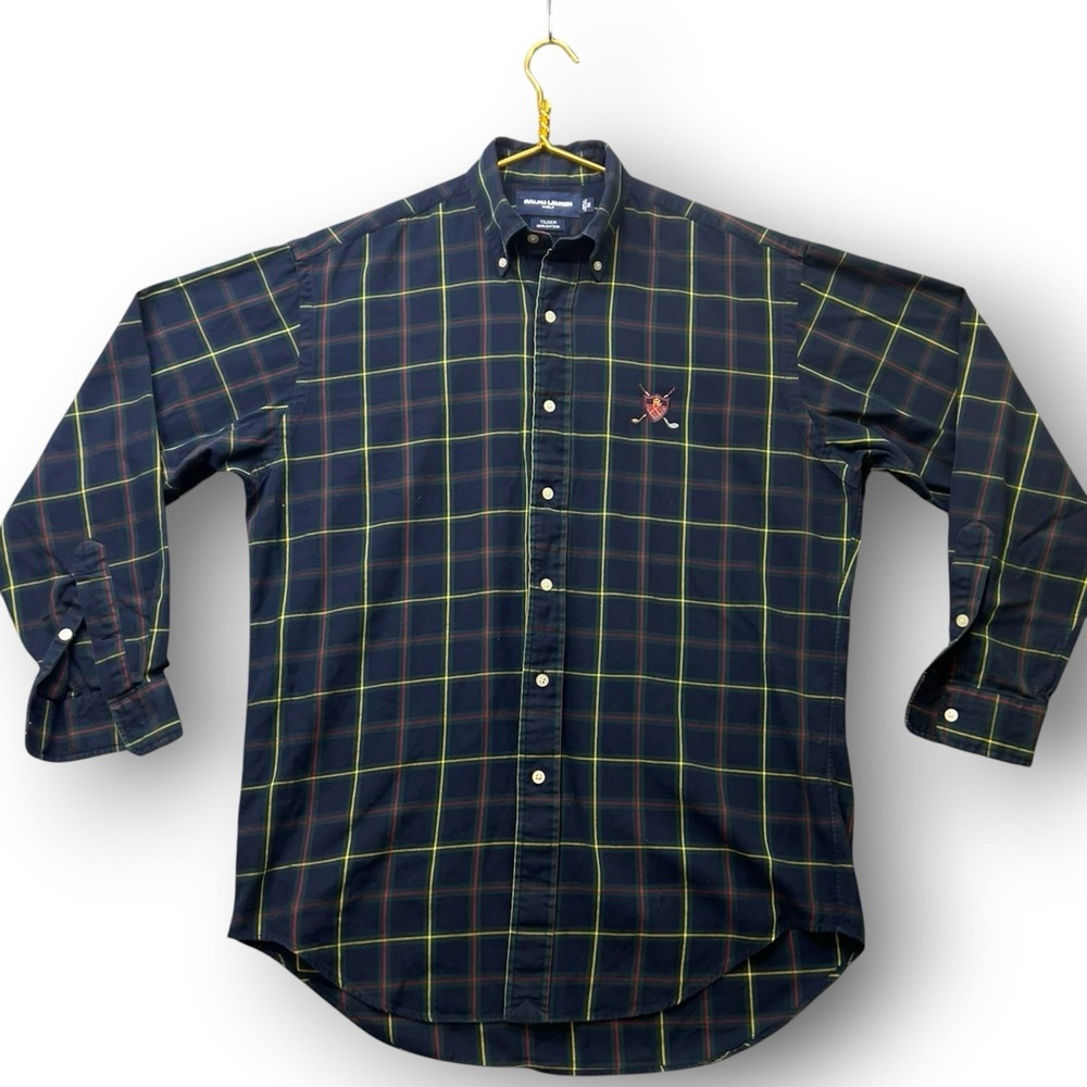 Ralph Lauren Golf Tilden Plaid Button Down Shirt Mens Small Cotton Hong Kong